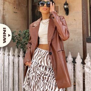 Princess Polly Jocelyn Faux Leather Blazer Brown